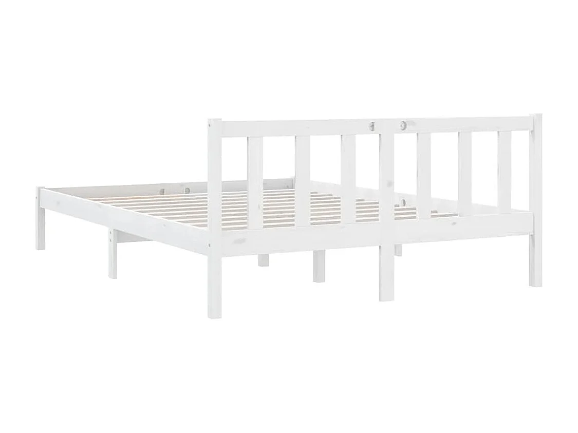 Lit double | Lit adulte | Cadre de lit blanc bois massif 140x190 cm