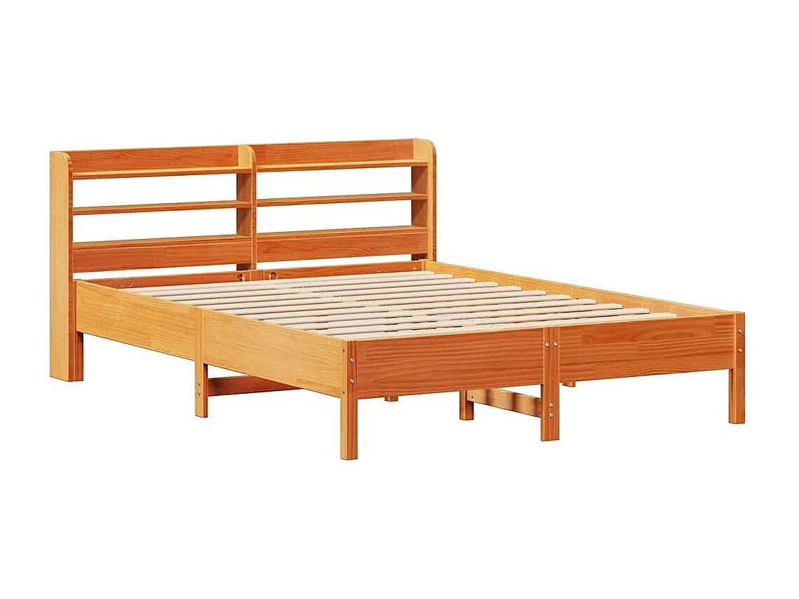 Lit double | Lit adulte | Cadre de lit cire marron 140x200cm bois pin massif