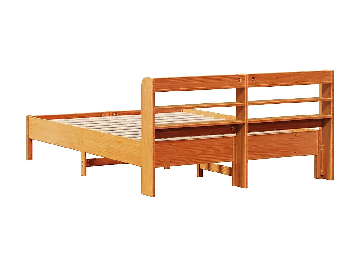 Lit double | Lit adulte | Cadre de lit cire marron 140x200cm bois pin massif