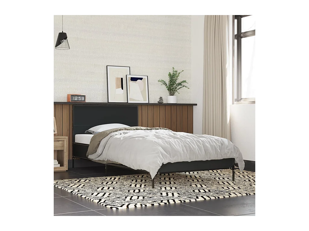 Lit simple | Lit adulte, enfant | Cadre de lit noir 90x190 cm
