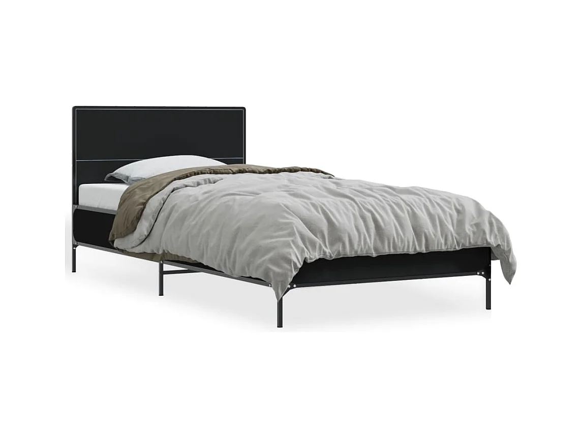 Lit simple | Lit adulte, enfant | Cadre de lit noir 90x190 cm