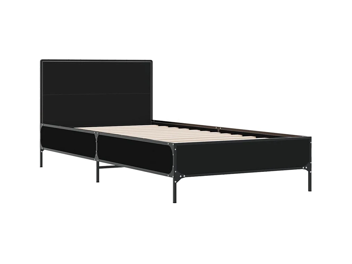 Lit simple | Lit adulte, enfant | Cadre de lit noir 90x190 cm