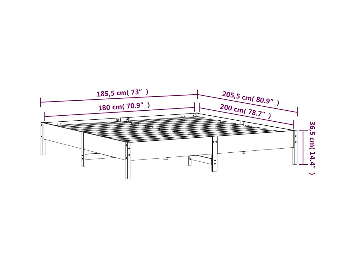 Lit double | Lit adulte | Cadre de lit cire marron 180x200cm bois pin massif