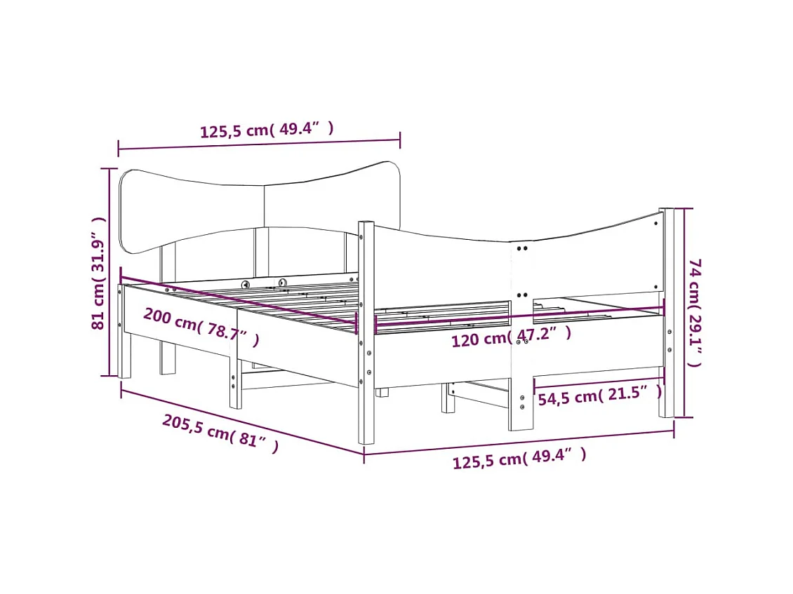 Lit simple | Lit adulte, enfant | Cadre de lit cire marron 120x200cm bois pin massif