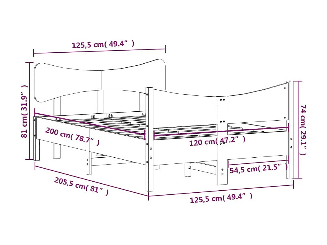 Lit simple | Lit adulte, enfant | Cadre de lit cire marron 120x200cm bois pin massif