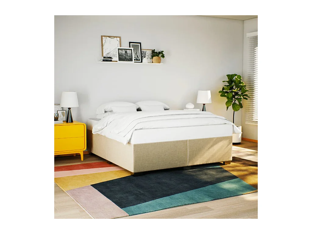 Letto per adulti | Letto matrimoniale | Giroletto senza Materasso Crema 180x200 cm in Tessuto