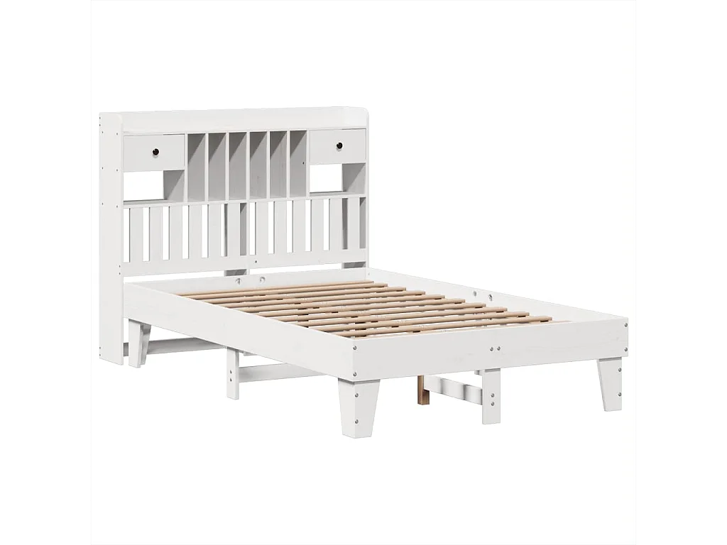 Lit double | Lit adulte | Cadre de lit blanc 135x190 cm bois de pin massif
