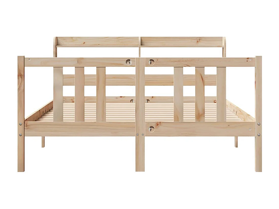 Letto per adulti | Letto matrimoniale | Giroletto con Testiera 135x190 cm in Legno Massello di Pino