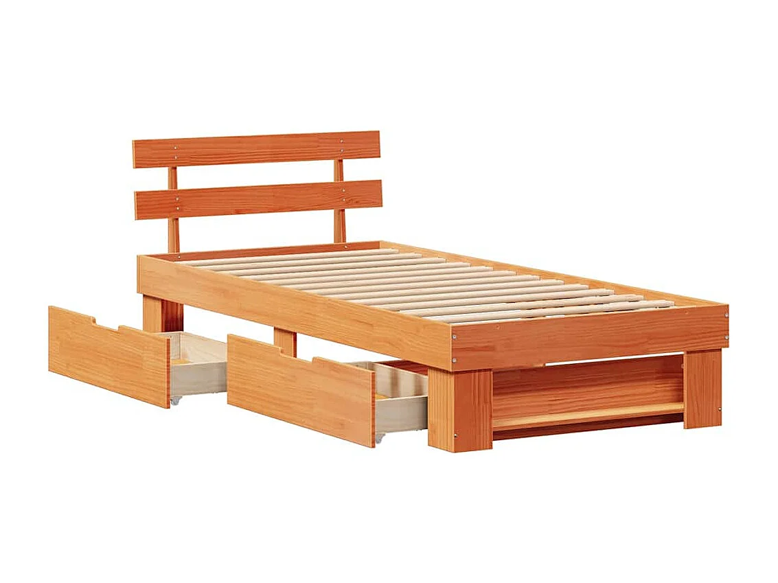 Lit simple | Lit adulte, enfant | Cadre de lit Marron cire 90x190 cm Bois massif en pin