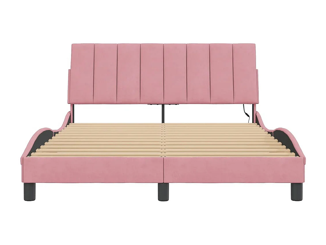 Lit double | Lit adulte | Cadre de lit avec LED rose 140x200 cm velours