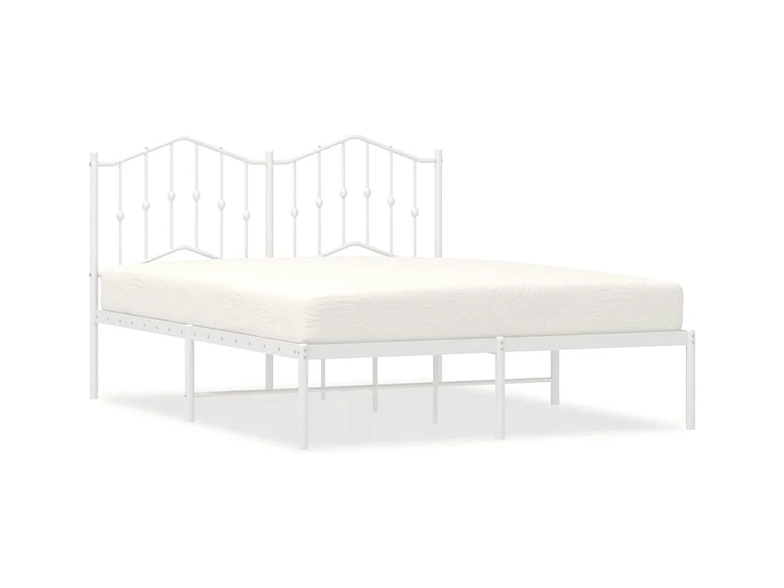 Lit double | Lit adulte | Cadre de lit métal et tête de lit blanc 135x190 cm