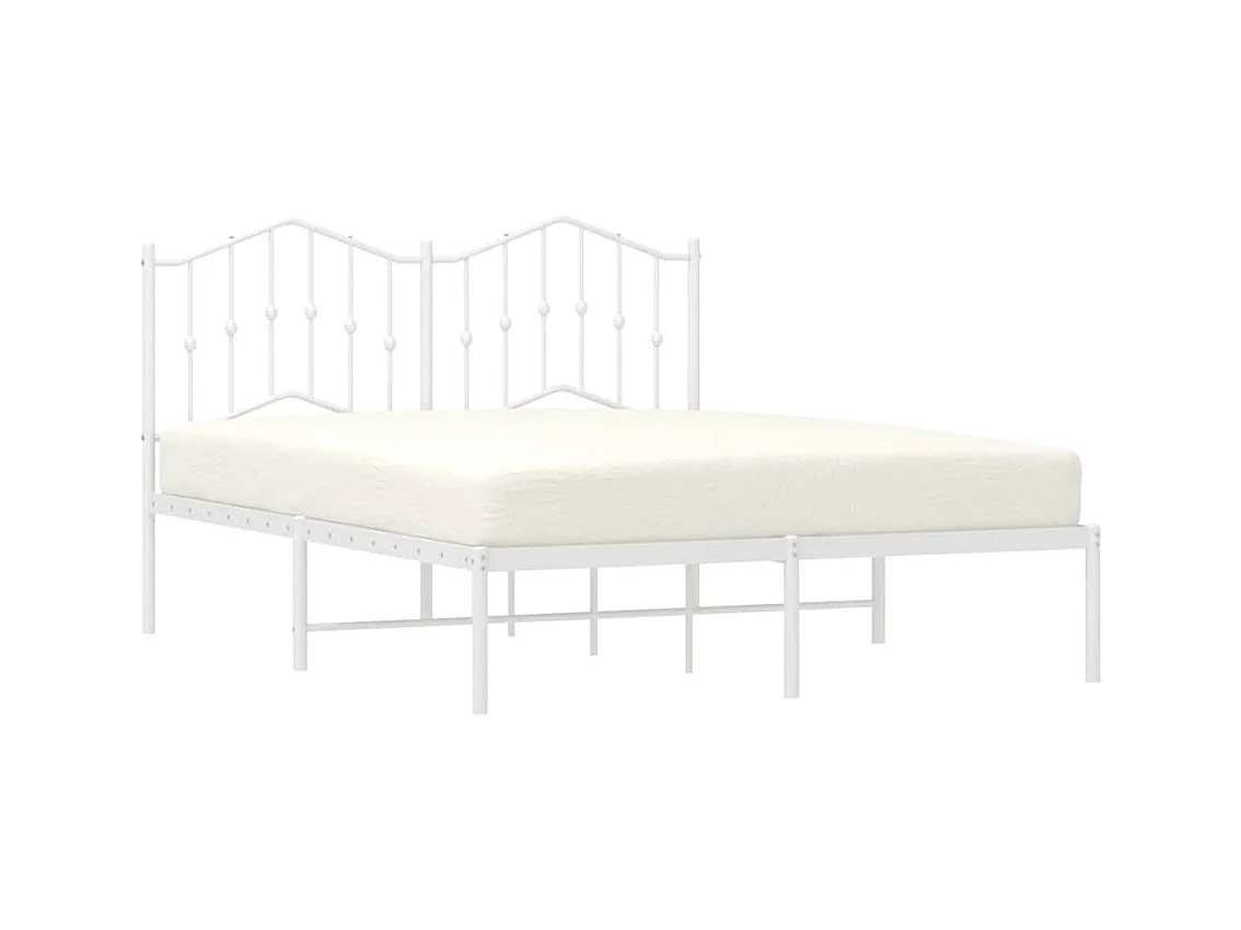 Lit double | Lit adulte | Cadre de lit métal et tête de lit blanc 135x190 cm