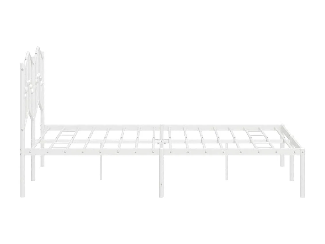 Lit double | Lit adulte | Cadre de lit métal et tête de lit blanc 135x190 cm