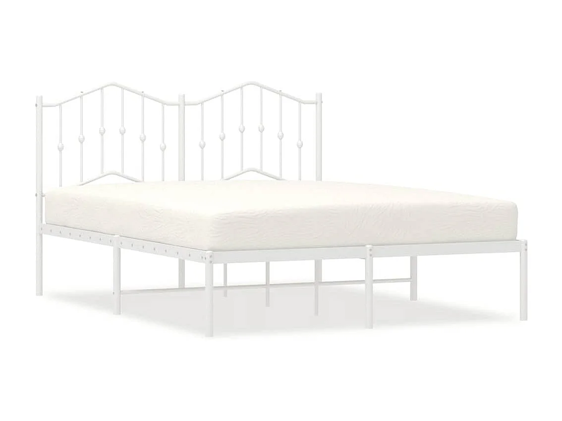 Lit double | Lit adulte | Cadre de lit métal et tête de lit blanc 135x190 cm