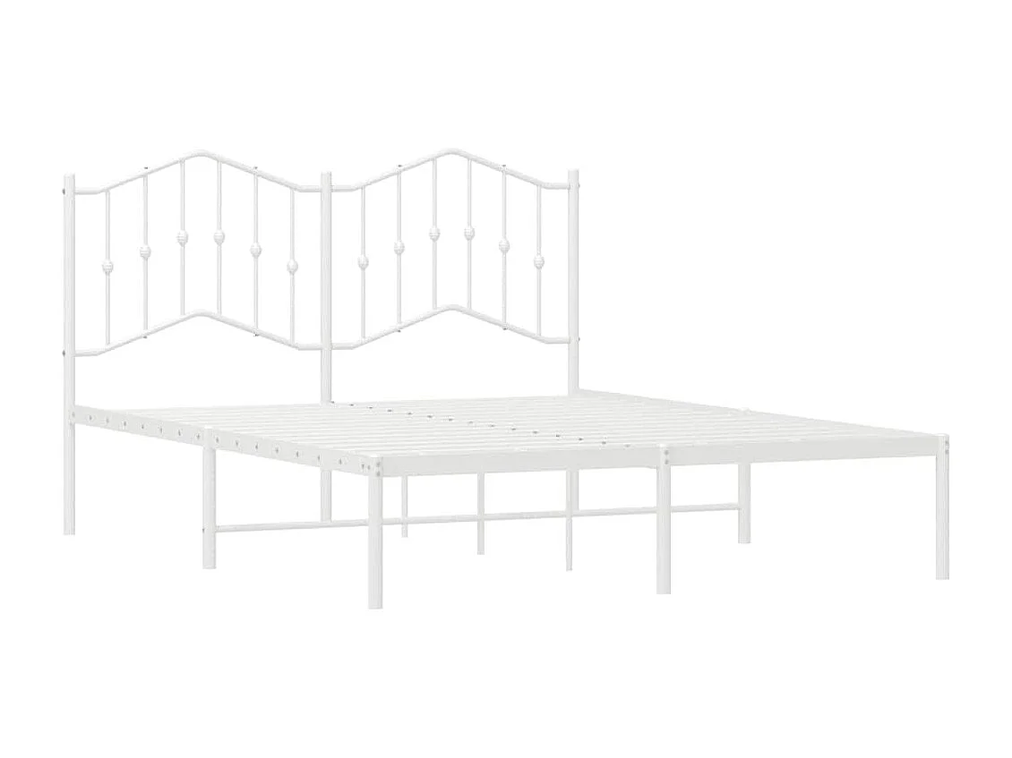 Lit double | Lit adulte | Cadre de lit métal et tête de lit blanc 135x190 cm