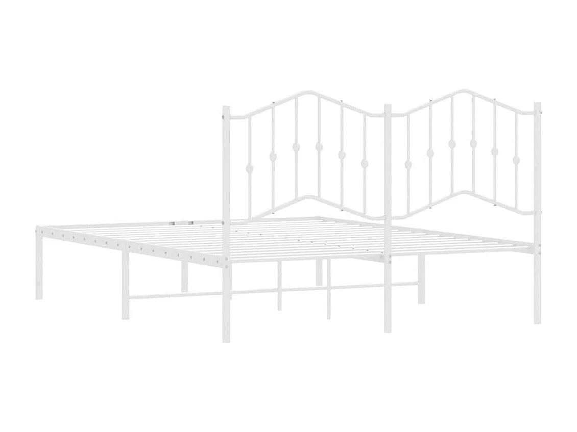 Lit double | Lit adulte | Cadre de lit métal et tête de lit blanc 135x190 cm