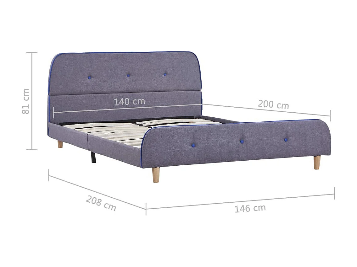 Lit double | Lit adulte | Cadre de lit gris clair tissu 140x200 cm