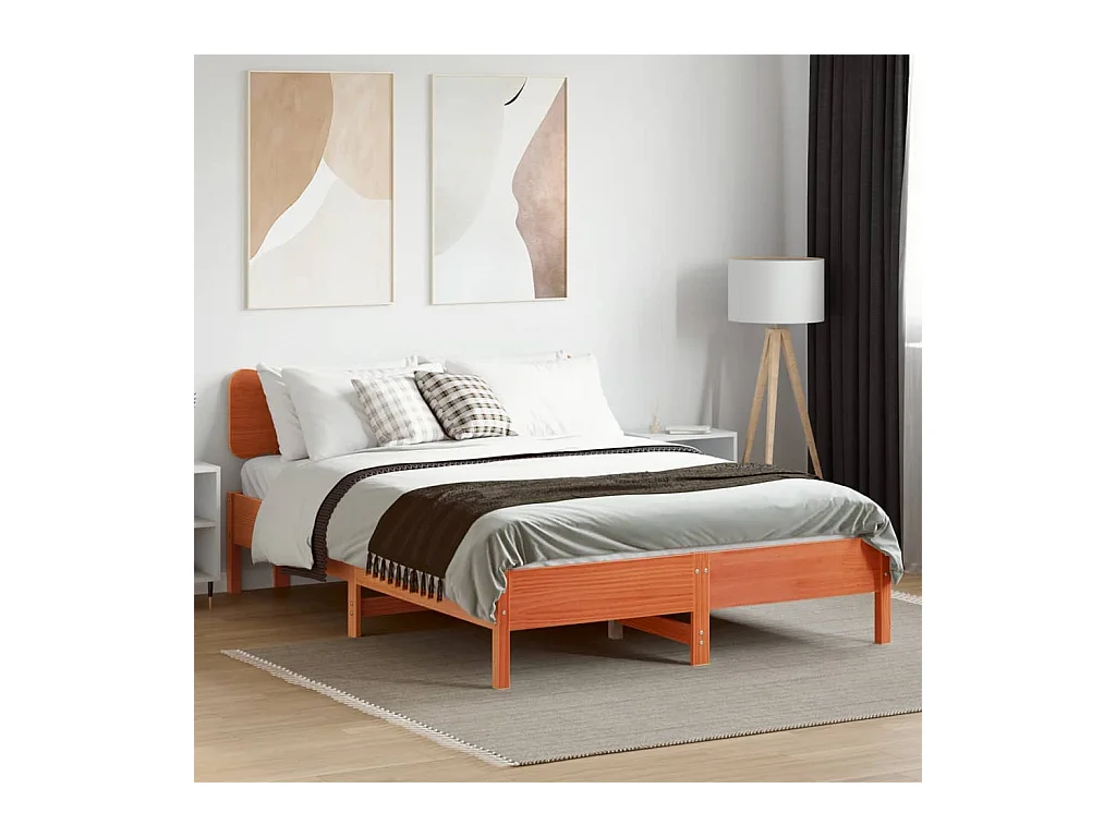 Lit double | Lit adulte | Cadre de lit cire marron 140x190cm bois pin massif