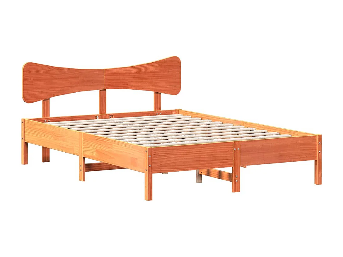 Lit double | Lit adulte | Cadre de lit cire marron 140x190cm bois pin massif