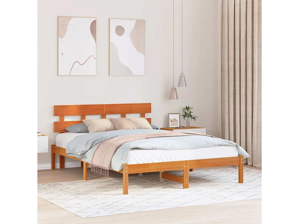 Lit double | Lit adulte | Cadre de lit Marron 160x200 cm Bois de pin massif