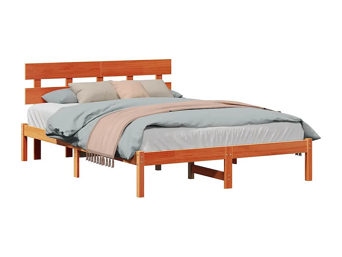 Lit double | Lit adulte | Cadre de lit Marron 160x200 cm Bois de pin massif