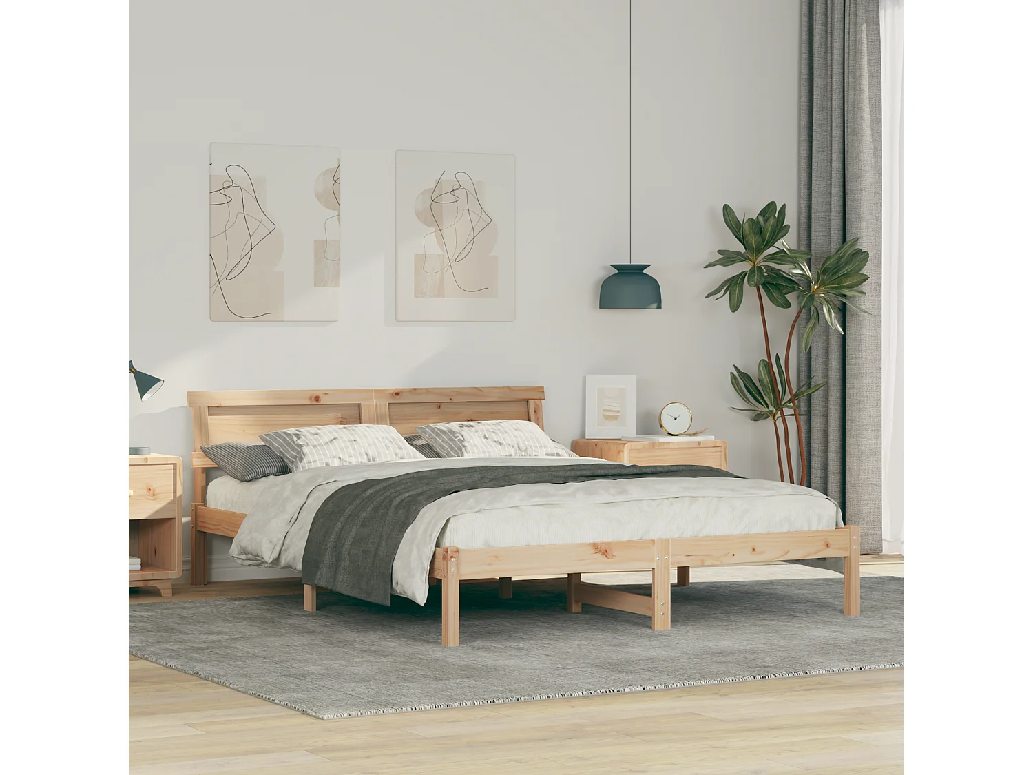 Lit double | Lit adulte | Cadre de lit Marron 160x200 cm Bois massif en pin