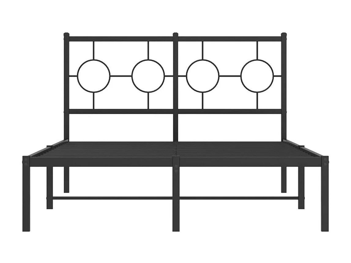 Lit simple | Lit adulte, enfant | Cadre de lit métal avec tête de lit noir 120x190cm