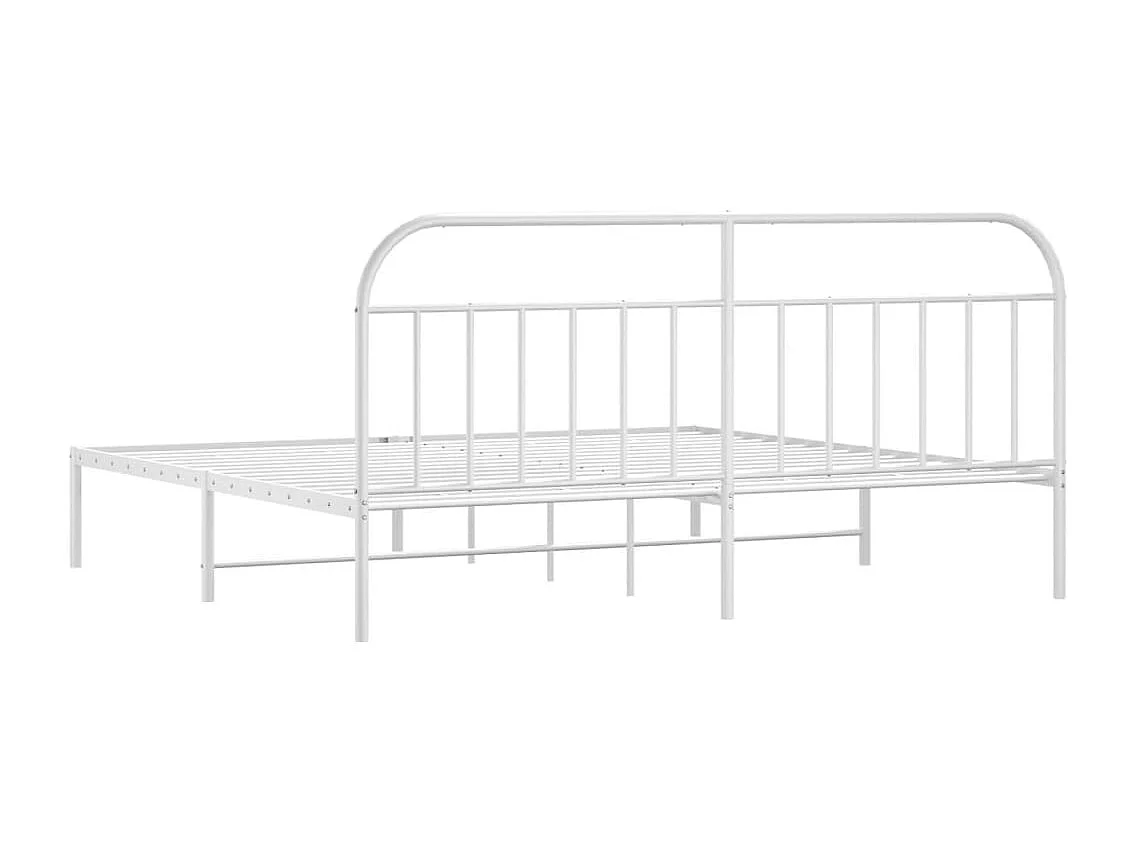 Lit double | Lit adulte | Cadre de lit métal et tête de lit blanc 200x200 cm