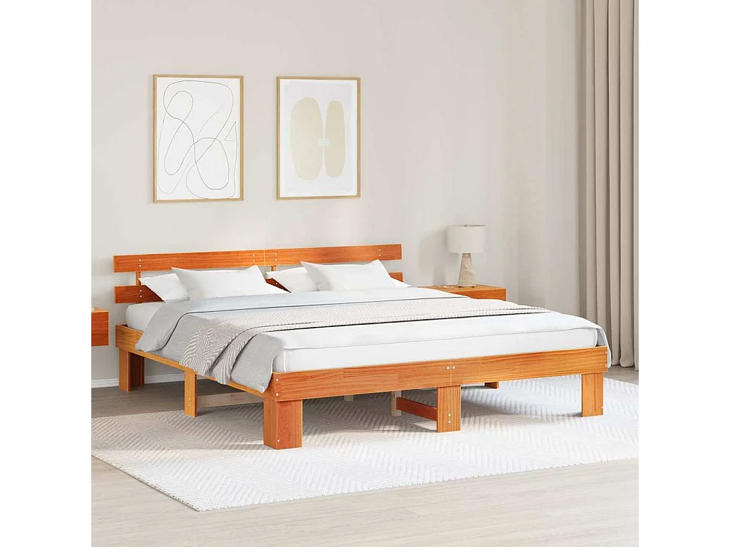 Lit double | Lit adulte | Cadre de lit Marron 180x200 cm Bois de pin massif