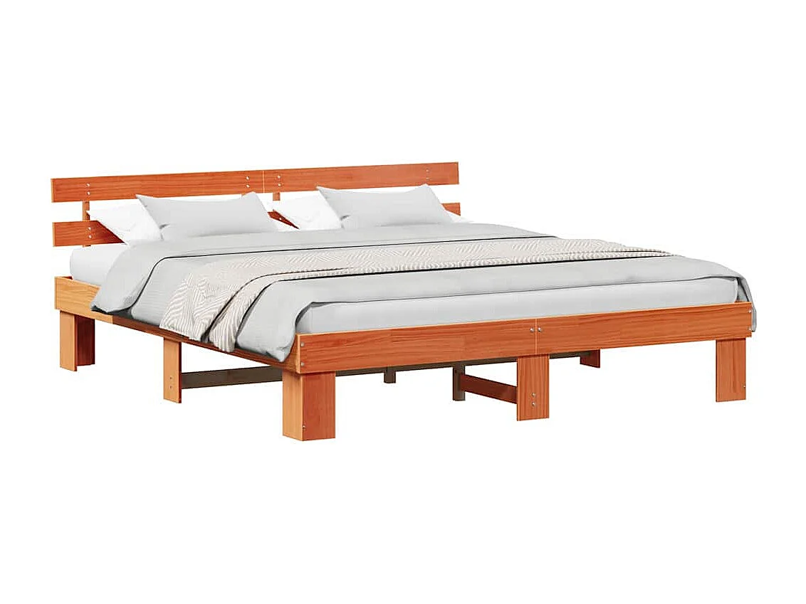 Lit double | Lit adulte | Cadre de lit Marron 180x200 cm Bois de pin massif