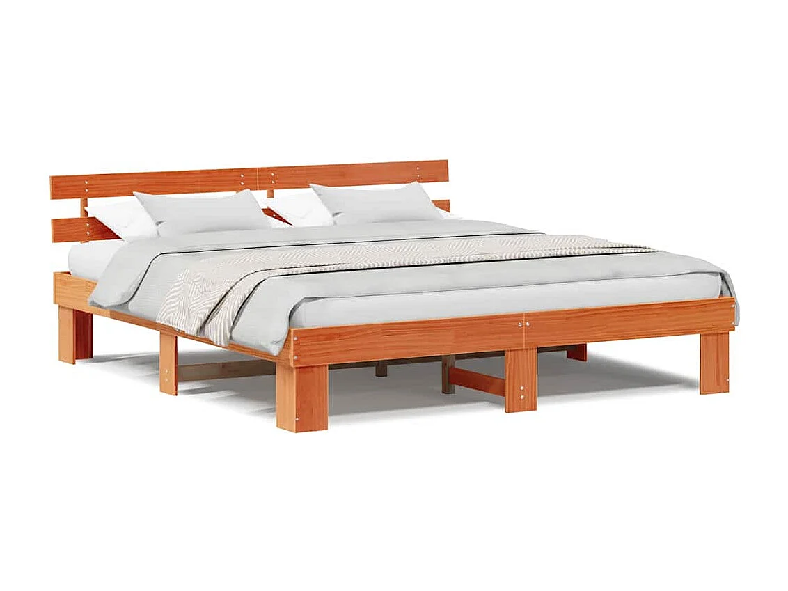 Lit double | Lit adulte | Cadre de lit Marron 180x200 cm Bois de pin massif