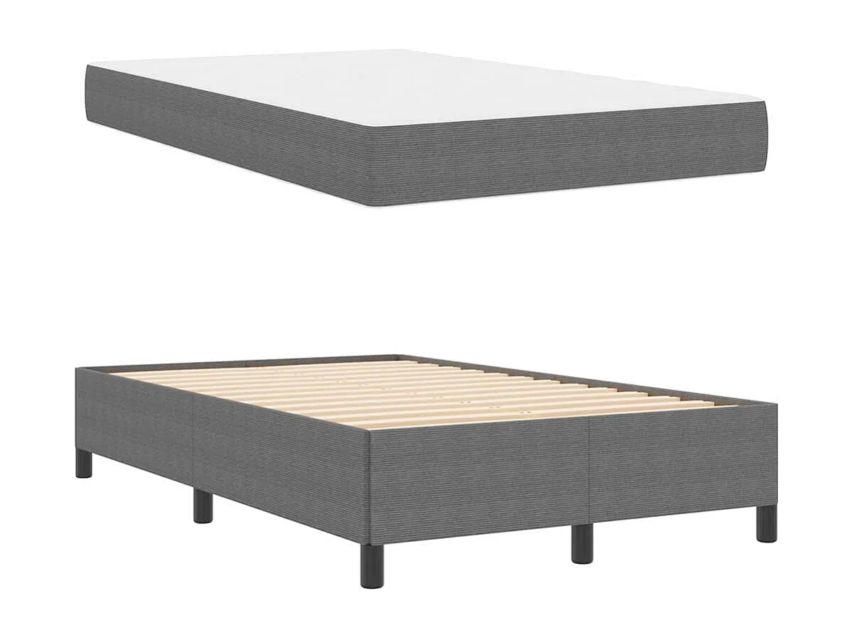 Lit simple | Lit adulte, enfant | Cadre de lit Gris clair 120x200 cm Tissu en velours côtelé