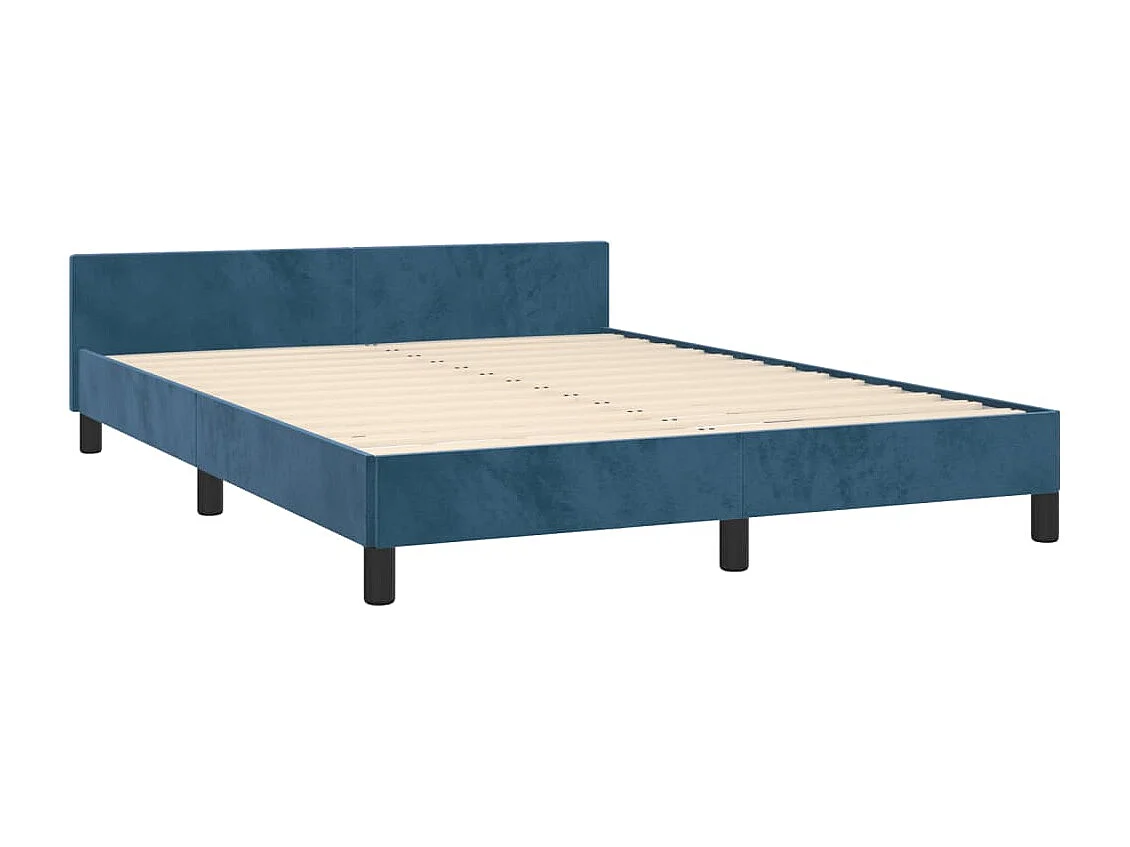 Lit double | Lit adulte | Cadre de lit bleu foncé 140x200 cm velours