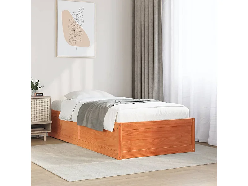 Lit simple | Lit adulte, enfant | Cadre de lit cire marron 90x200 cm bois pin massif