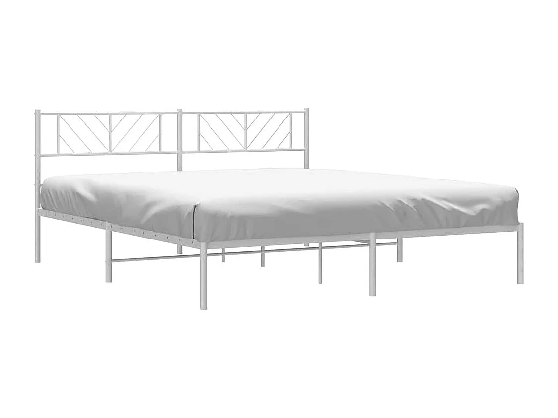 Lit double | Lit adulte | Cadre de lit métal et tête de lit blanc 183x213 cm
