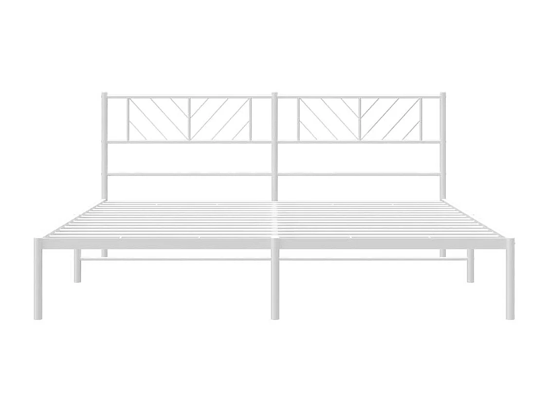 Lit double | Lit adulte | Cadre de lit métal et tête de lit blanc 183x213 cm