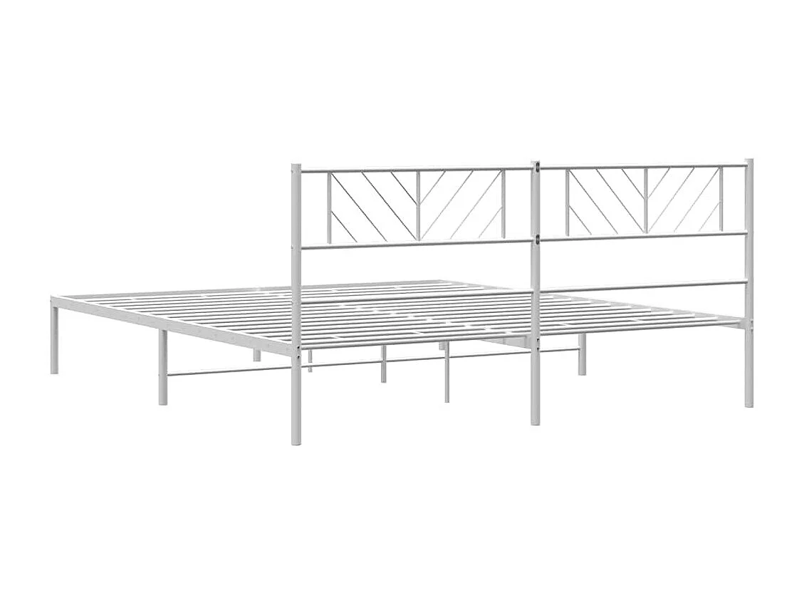 Lit double | Lit adulte | Cadre de lit métal et tête de lit blanc 183x213 cm