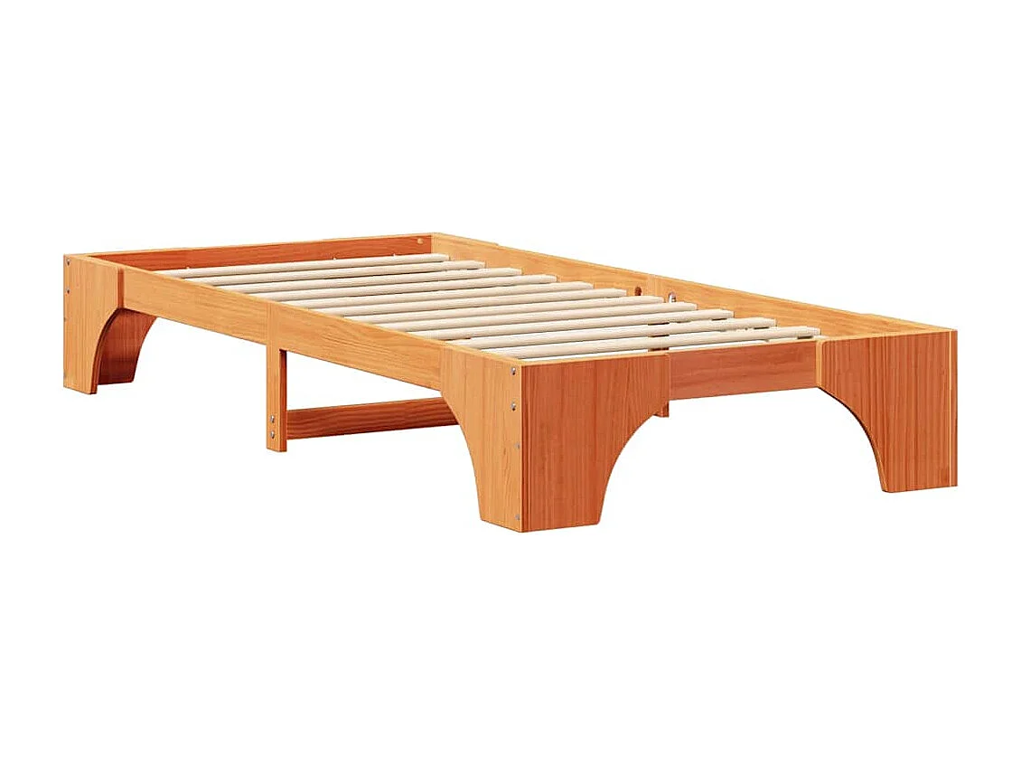 Lit simple | Lit adulte, enfant | Cadre de lit en bois de pin massif brun cireux 90x190 cm