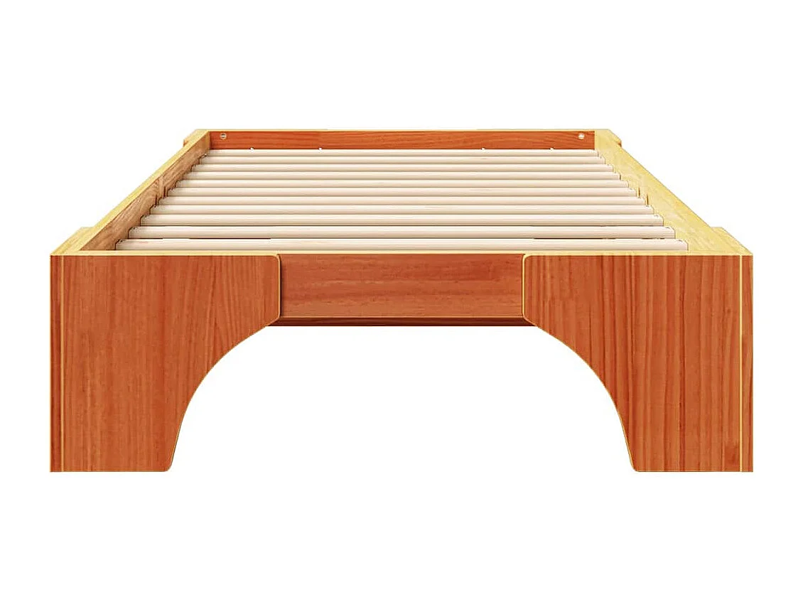 Lit simple | Lit adulte, enfant | Cadre de lit en bois de pin massif brun cireux 90x190 cm