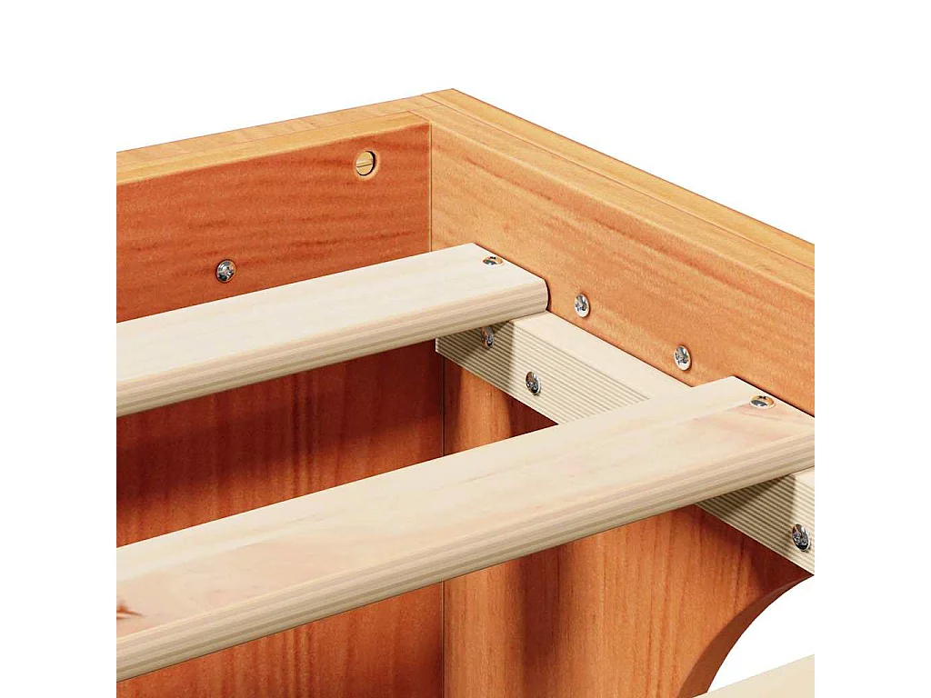 Lit simple | Lit adulte, enfant | Cadre de lit en bois de pin massif brun cireux 90x190 cm