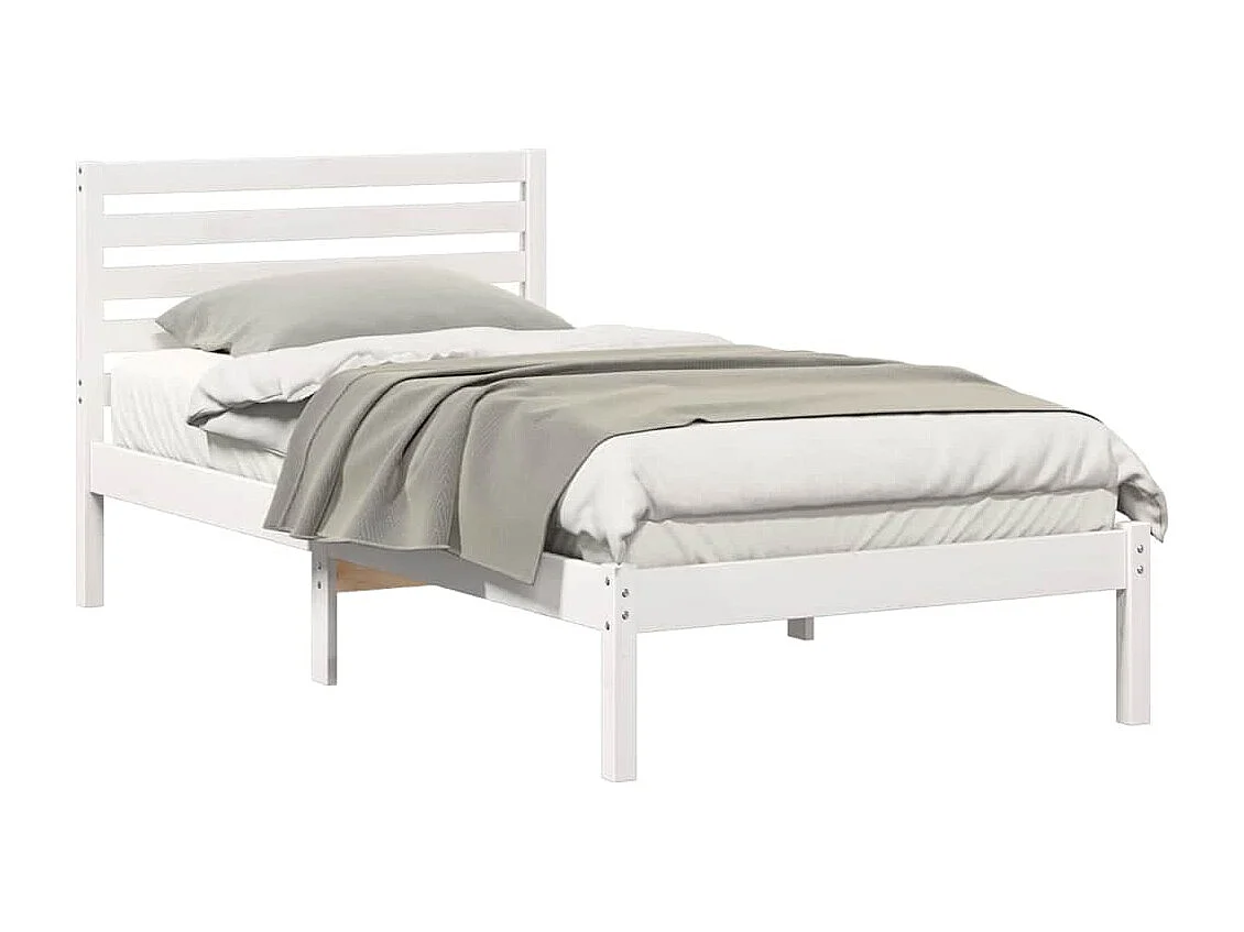 Lit simple | Lit adulte, enfant | Cadre de lit Blanc 90x200 cm Bois massif en pin