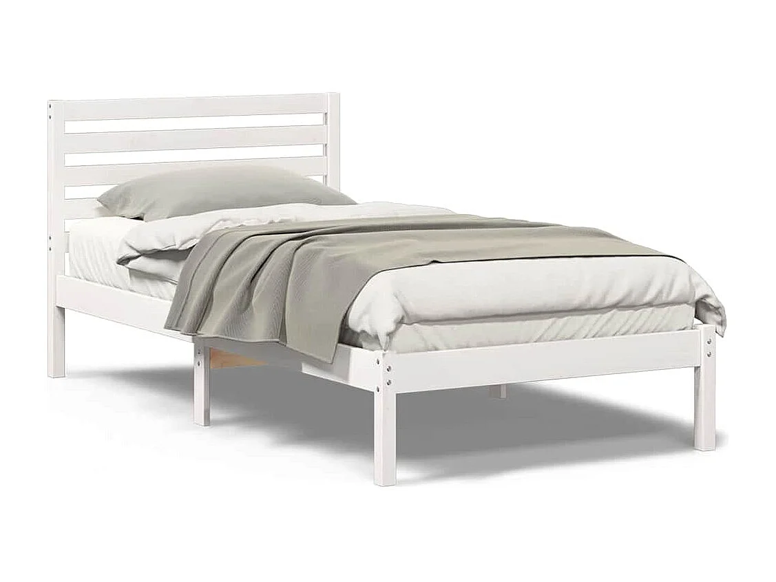 Lit simple | Lit adulte, enfant | Cadre de lit Blanc 90x200 cm Bois massif en pin