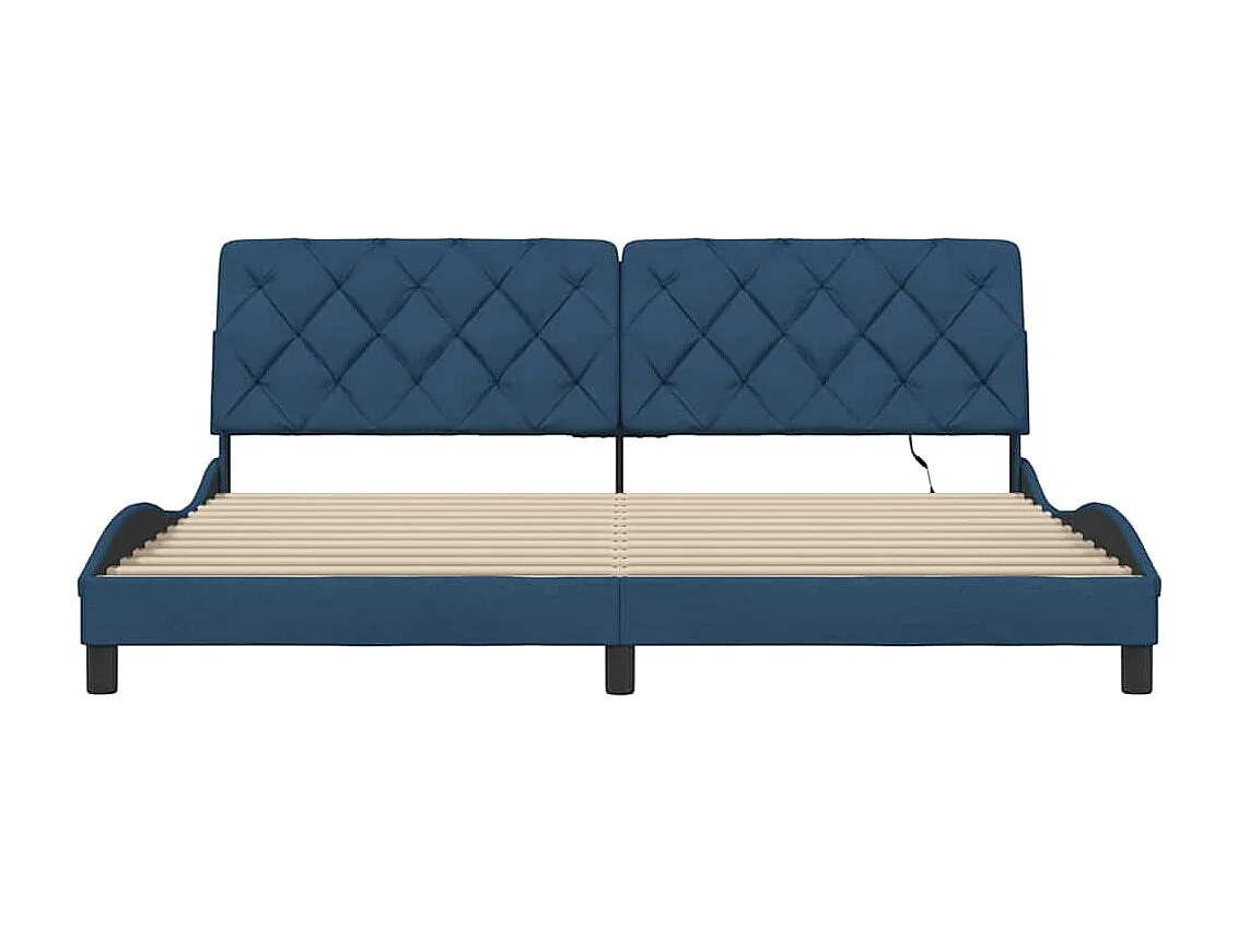 Lit double | Lit adulte | Cadre de lit avec LED bleu 200x200 cm tissu