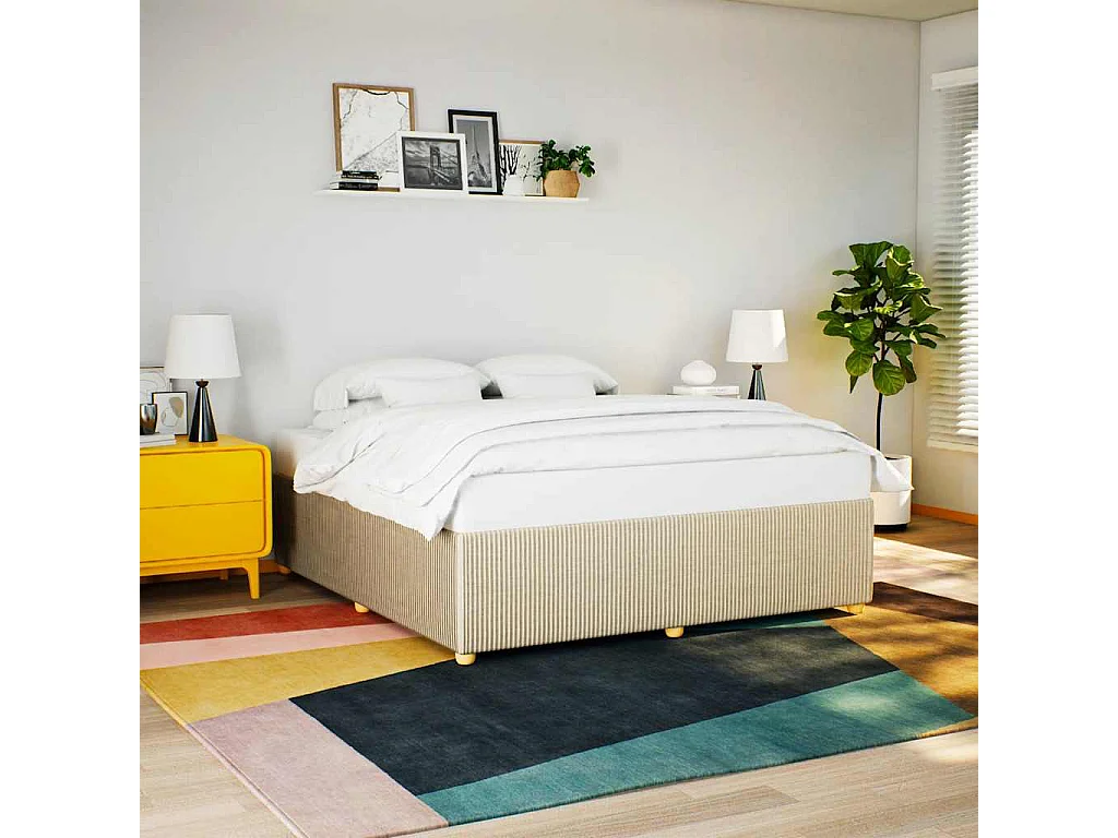 Lit double | Lit adulte | Cadre de lit crème 180x200 cm tissu