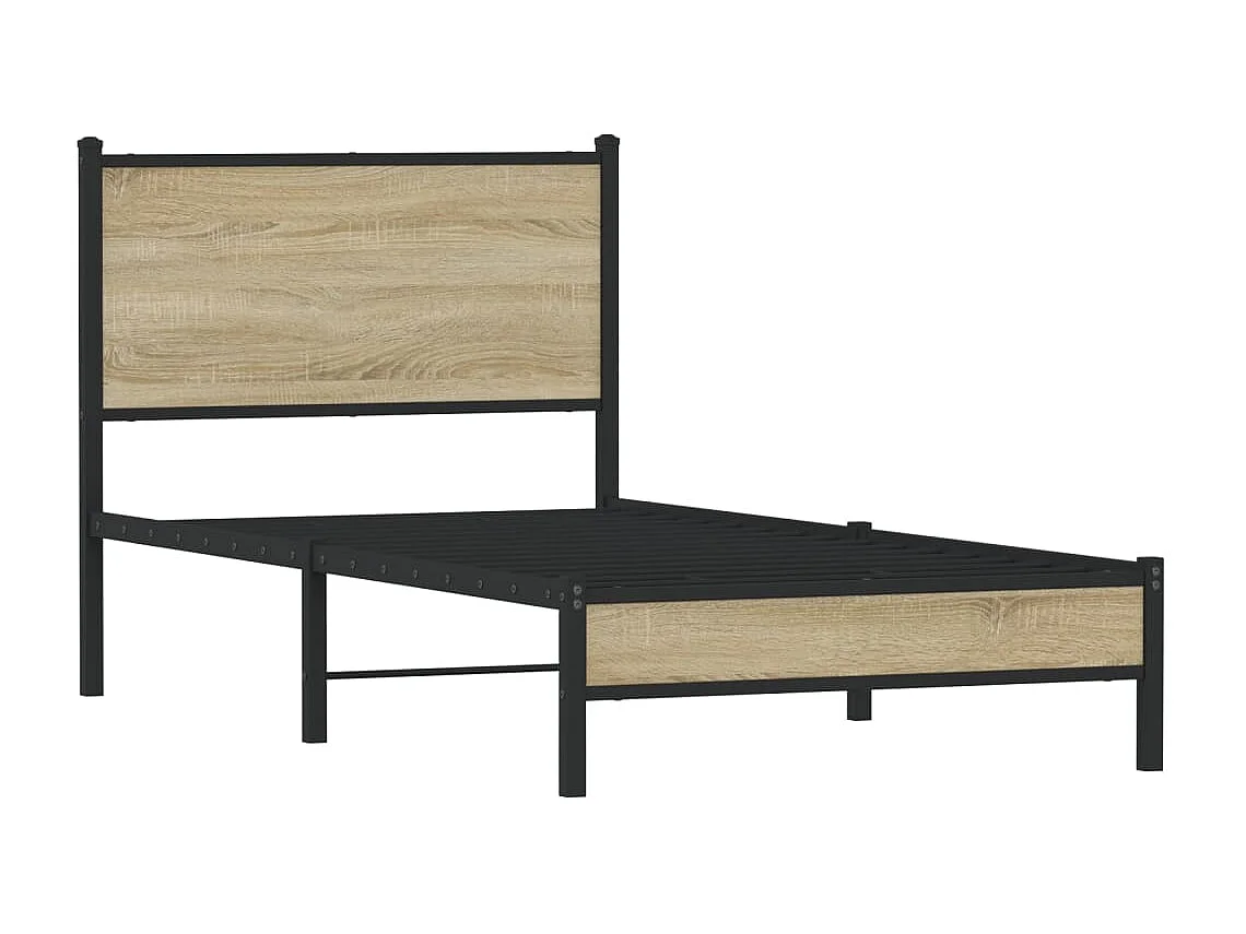 Letto per adulti | Letto singolo | Giroletto senza Materaso in Metallo Rovere Sonoma 90x200 cm