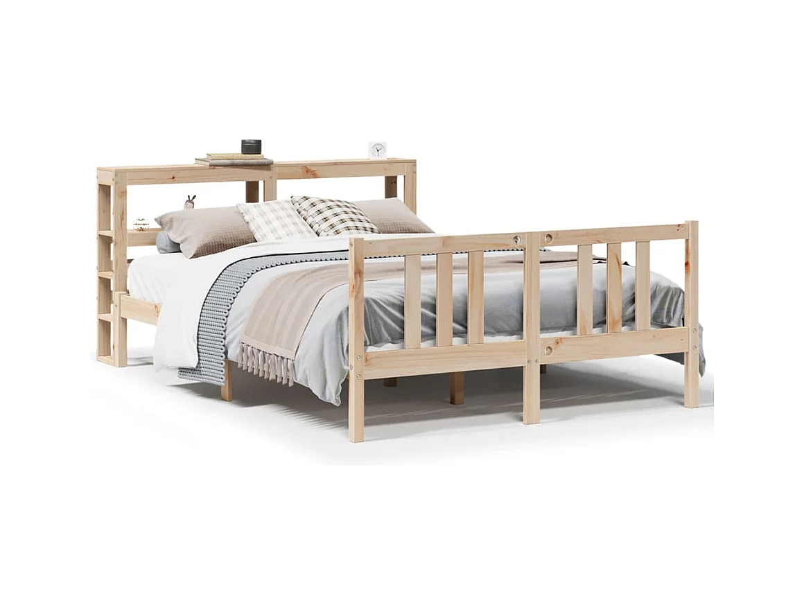 Letto per adulti | Letto singolo | Giroletto con Testiera 120x200 cm in Legno Massello di Pino