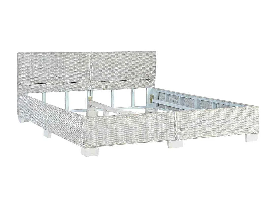 Lit double | Lit adulte | Cadre de lit Gris Rotin naturel 160x200 cm