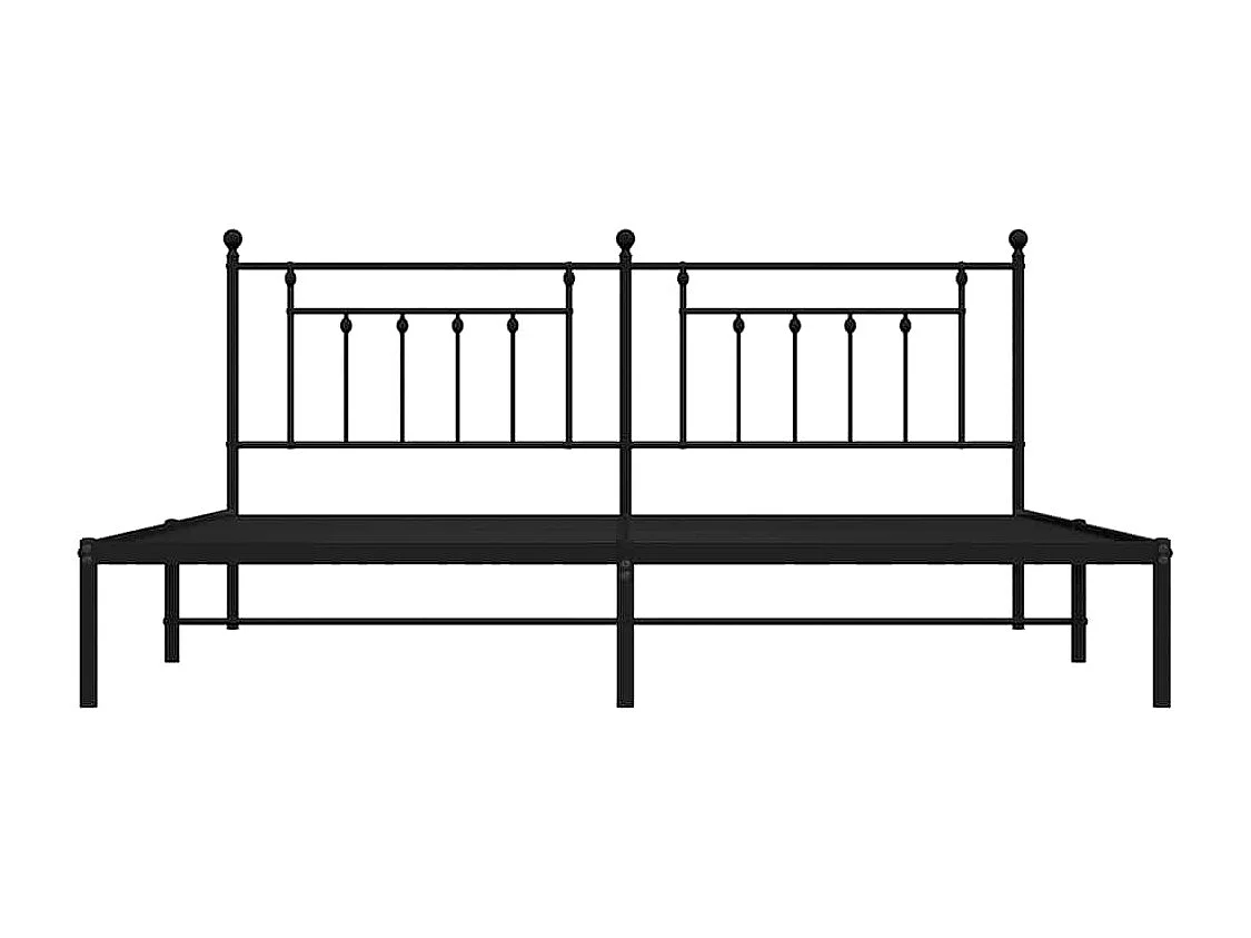 Lit double | Lit adulte | Cadre de lit métal avec tête de lit noir 193x203cm