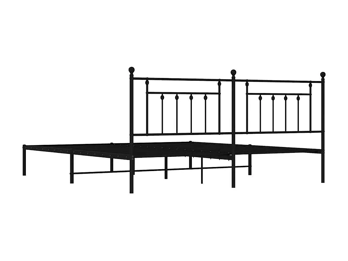 Lit double | Lit adulte | Cadre de lit métal avec tête de lit noir 193x203cm