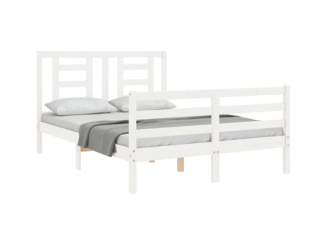 Lit double | Lit adulte | Cadre de lit blanc 140x200 cm bois massif